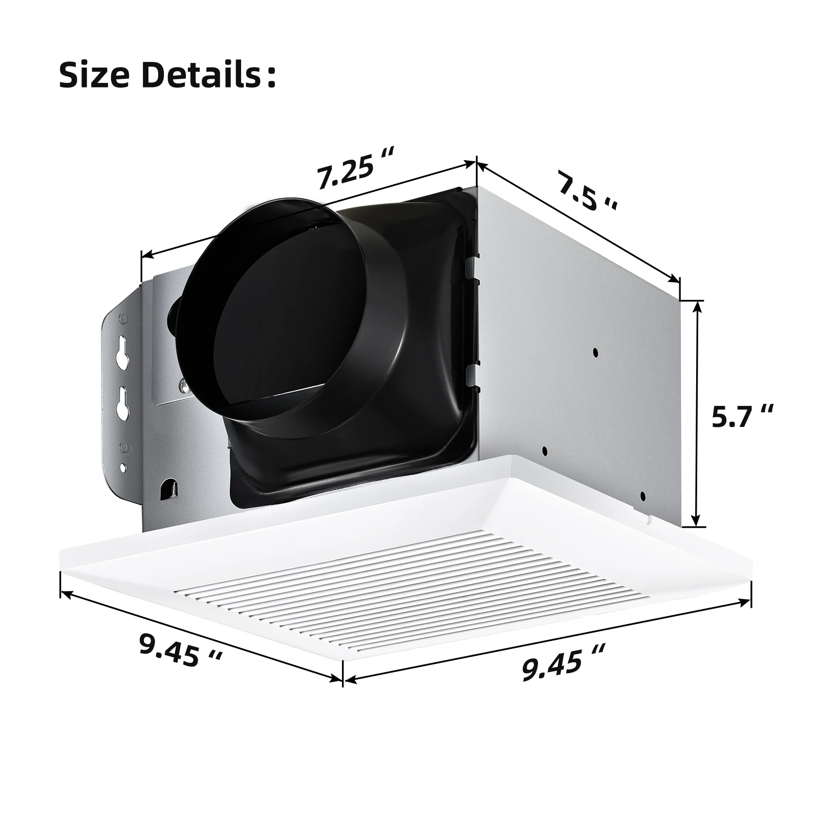 Bathroom Fan 110 CFM Very Quiet with Matel Housing, Ceiling Mount Exhaust Ventilation Fan Large Air-flow Capacity