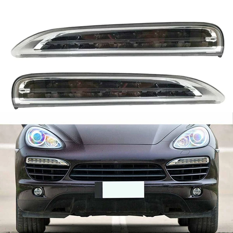 1Pair Car Front Bumper Daytime Running Light LED DRL Driving Lamp 95863118100 95863118200 For Porsche Cayenne 2011-2014