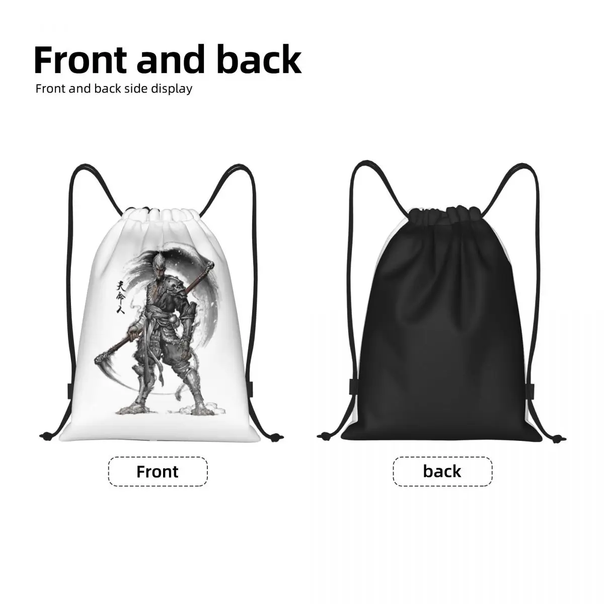 Custom Monkey King Wukong Myth And Folklore Drawstring Bags Foldable Gym Sports Sackpack Video Game Lover Gaming Training