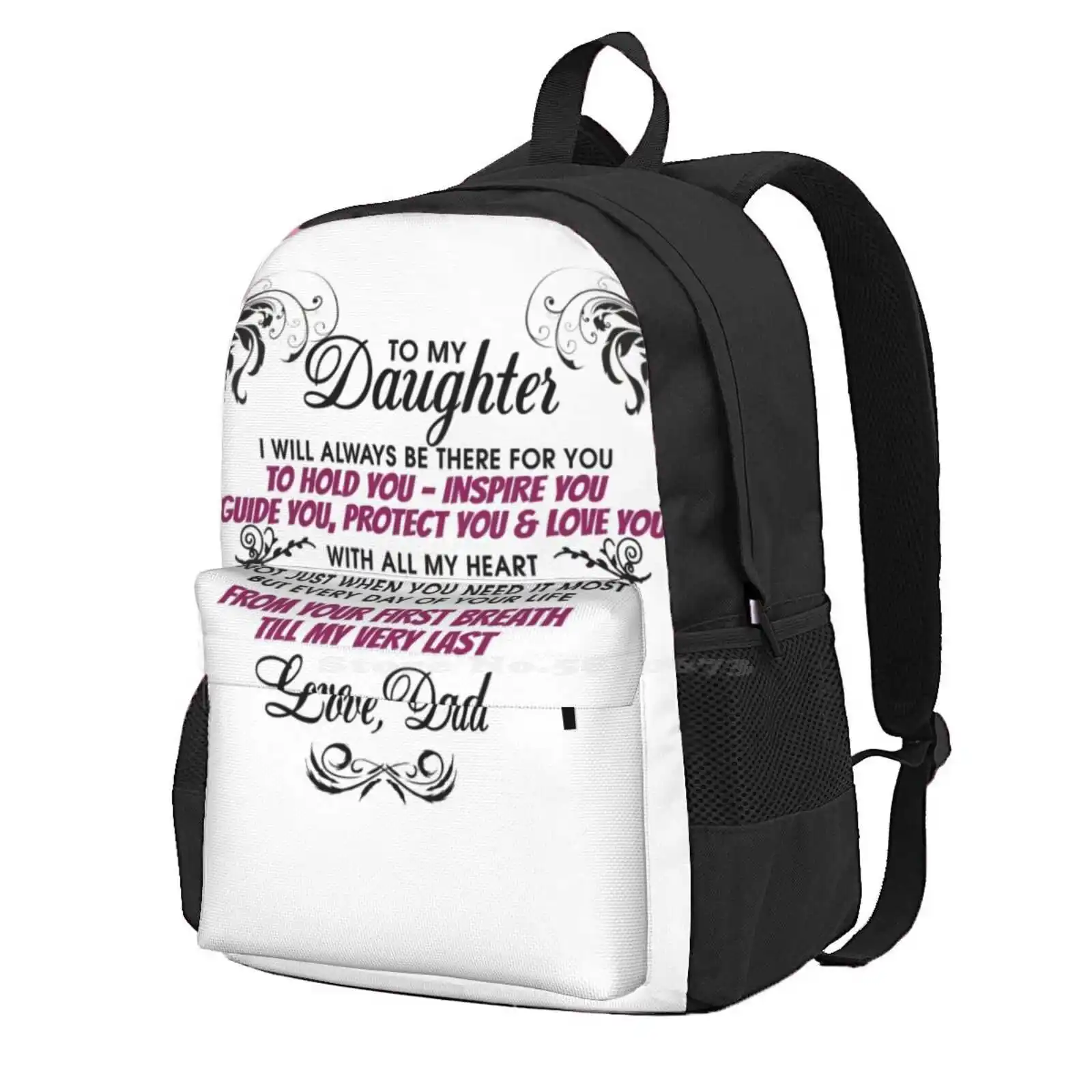 To My Daughter Hot Sale Schoolbag Backpack Fashion Bags Daughter Love Dad Father