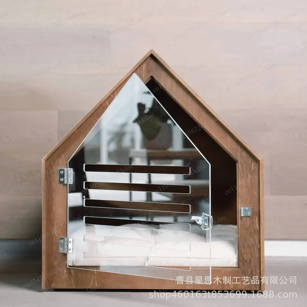 Creative Wooden Cat's Nest Modern Simple Pet Cottage with Glass Door Family Dog House