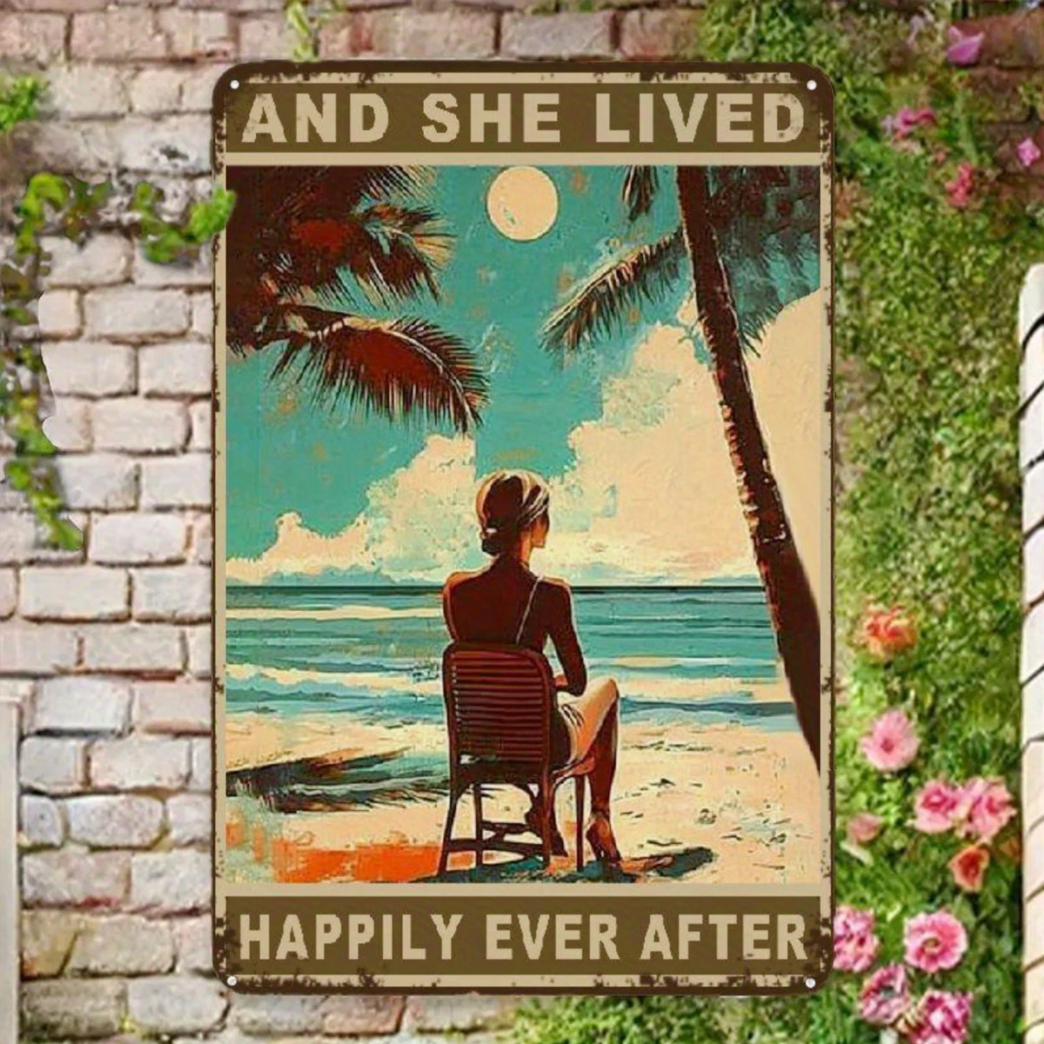 Home Decor Tree - Papan Seni Dinding Logam Pantai Vintage