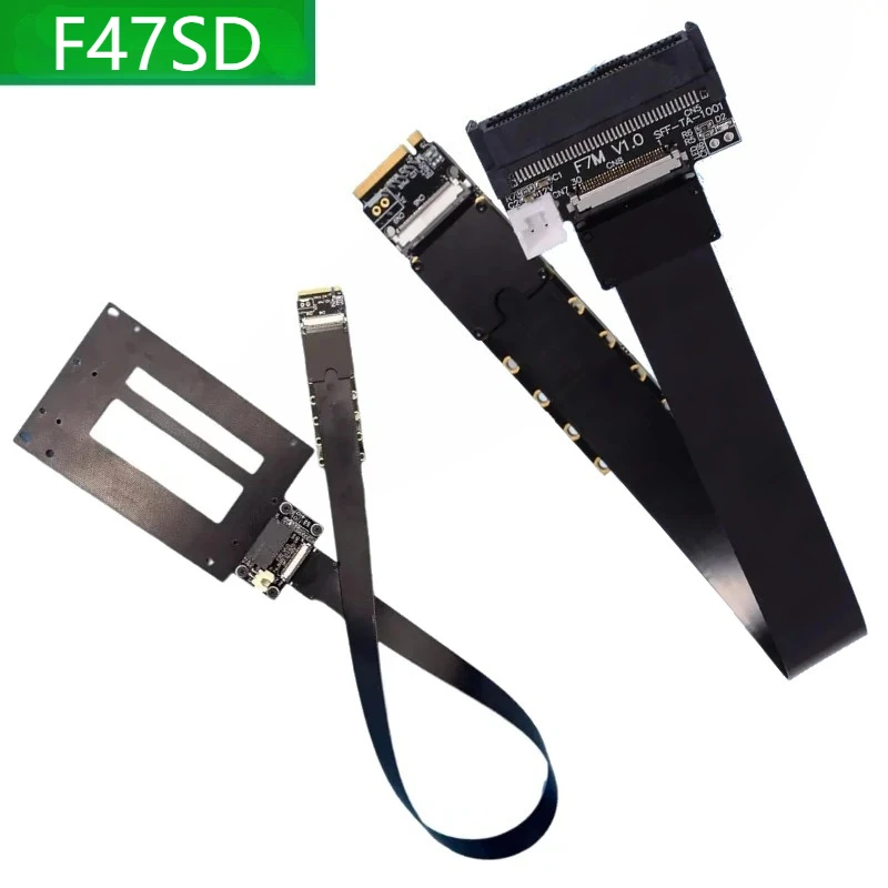 F47SD 5.0 M.2 NVMe to U.2/U.3/E1.S/E3.S SSD Adapter Extension Cable PCIe5.0 x4 Gen5 12V Power Supply Solid State Drive SSD Cable