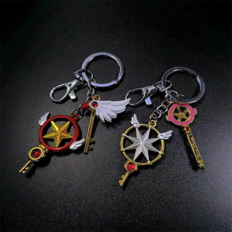 Cardcaptor Sakura Keychain Star Wand Bird Head Alloy Bag Pendant Anime Cosplay Accessory Gift For Anime Collectors