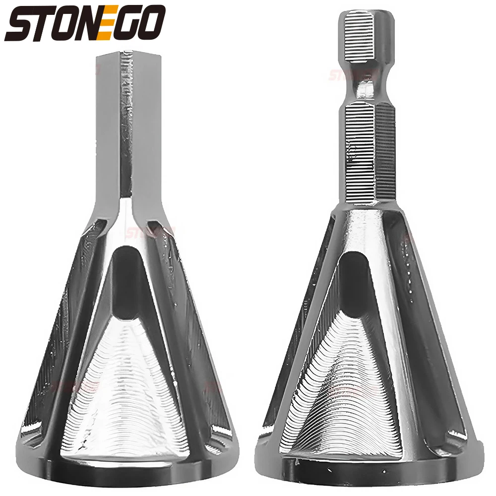 

STONEGO HSS Deburring External Chamfer Tool - Triangle/Hexagon Shank - Burr Removal & Metal Drill Bit Chamfering Tool