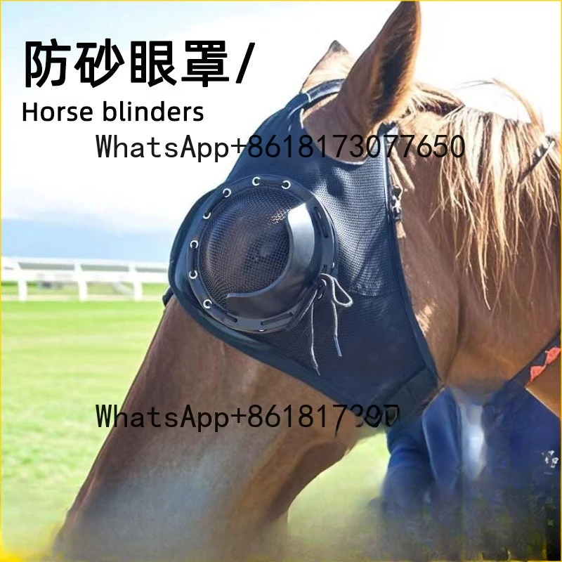 Horse Racing Harness Cover, Windproof Eye Mask, Speed Racing with Net and Sand-proof Horse Head Cover