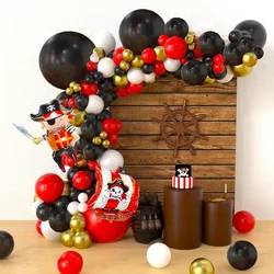 129-Piece Pirate Balloon Garland Kit - Black & Gold, Perfect for Birthday Parties, Home Decor & Room Accents
