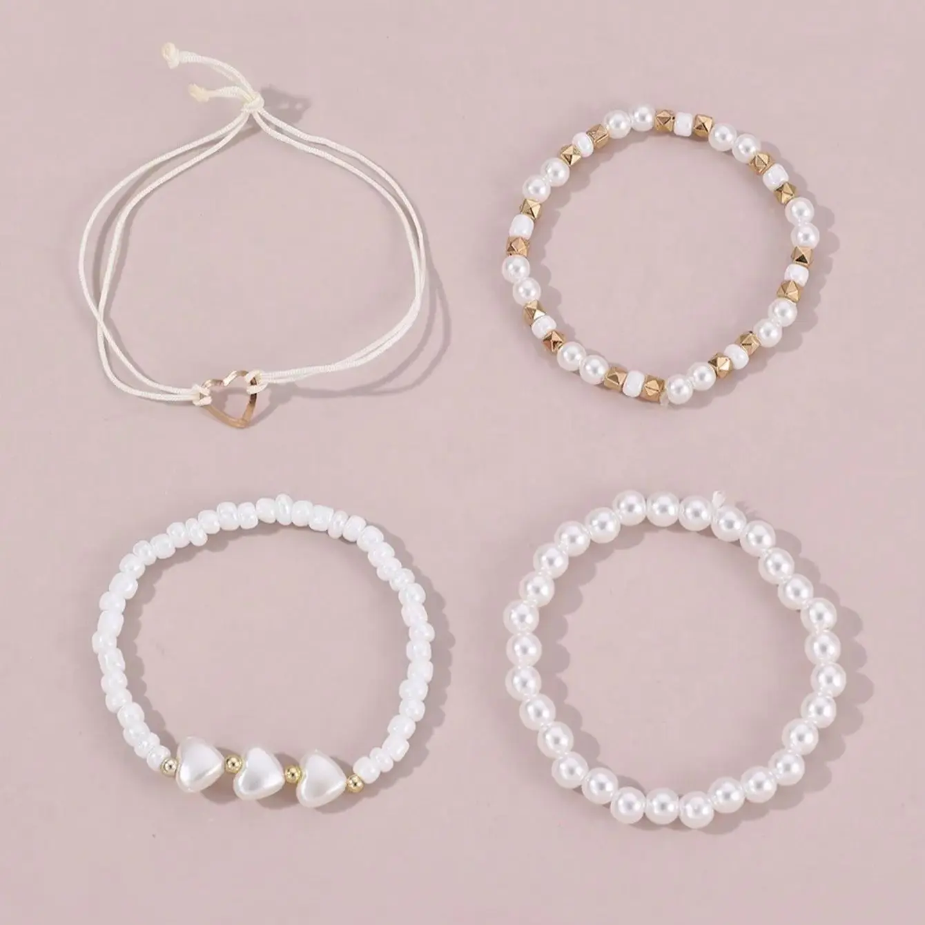 طقم سوار للأطفال ، حبات أرز مقلدة ، مطرز بالحب ، طراز لطيف حلو ، أرز ملون ، 4 * *