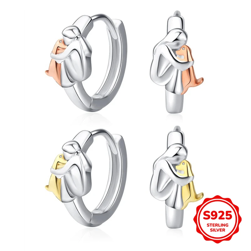 

Fashionable and Personalized Authentic S925 Silver Two-color Girls Earrings