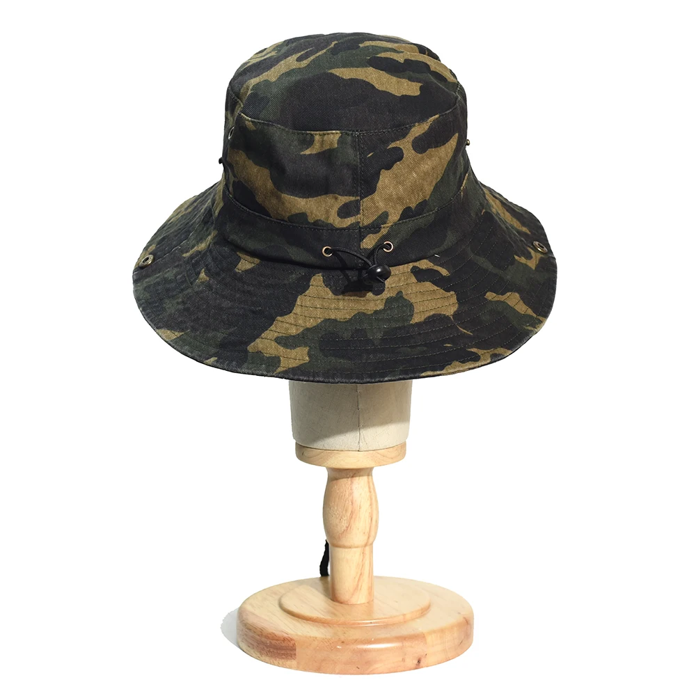 Camouflage Bucket Hats Men Wide Brim Panama Boonie Hat Outdoor Fishing Hat Safari Summer Cap Cotton Hiking Sun Caps