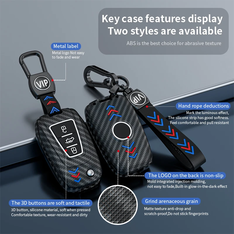 1PCS3Buttons ABS Car Fob Key Cover Case for For Maxus V80 RKE Remote Key Accessories With Keychain Silicone Gel Shell Holder Set