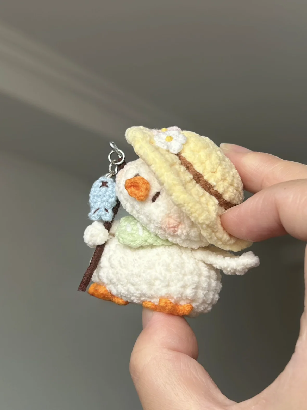 DIY Crochet Fishing Duck Keychain Material Kit Doll Hanging Ornament Gift Boredom Buster Handmade Wool Yarn Crafts