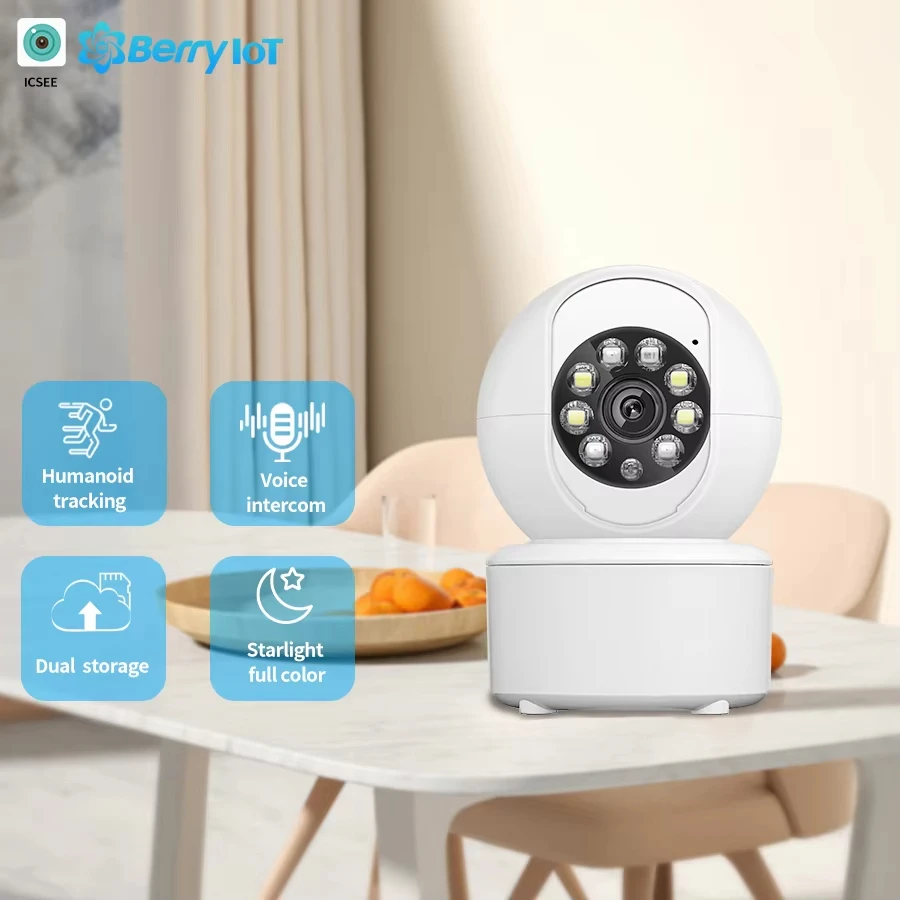 4MP WiFi Indoor Security Cam PTZ Baby Monitor Camera Two-Way with Voice Intercom & Night Vision CCTV Surveillance for Home ICSee