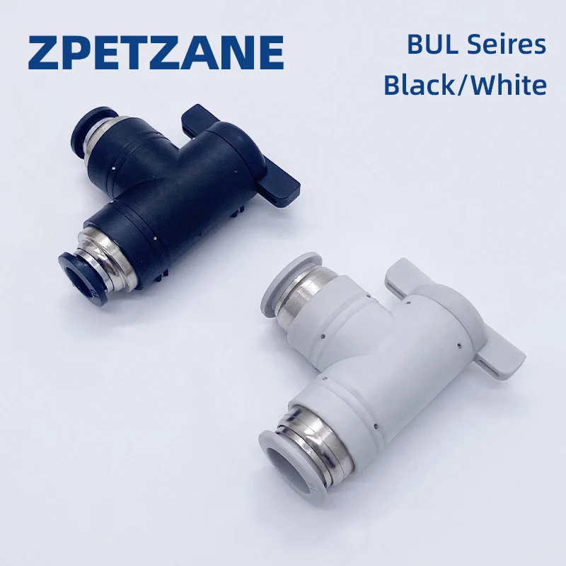 

Hand Valve BUL-4/8/6/10/12mm On/off Pneumatic Quick Connect Manual Control Use PE PU Gas Pipe White/Black