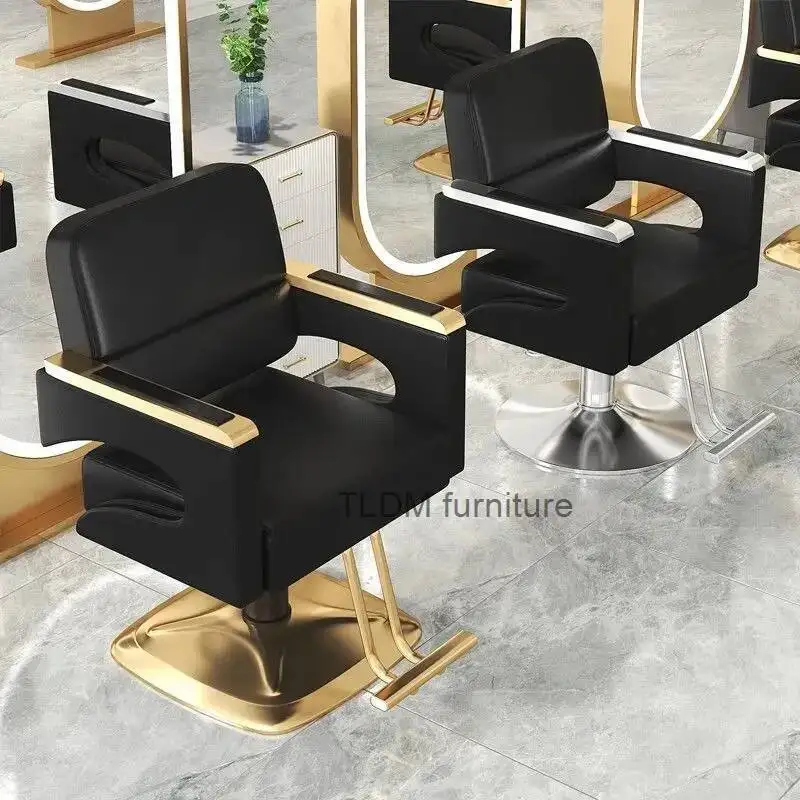 

New Chair 2023 Special 360°Rotation Salon Hair Large Worker Chair Lift Salon Hair Cutting Chair Light Luxury Black Gold Chair