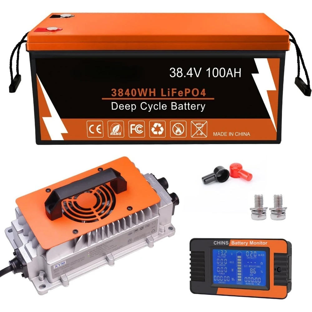 

36V 100Ah Lithium Golf Cart Battery, Includes 36V 25A Charger, Monitor, Built-in Smart 200A BMS, 36V Lithium Battery