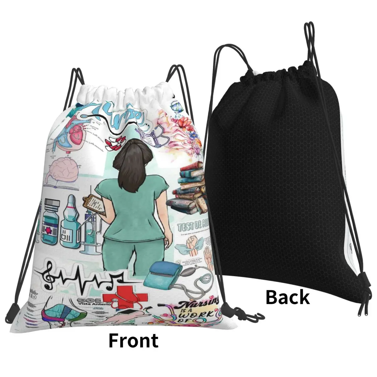 Enfermera En Apuros Doctor Nurse Backpacks Portable Drawstring Bundle Pocket Sports Bag Book Bags for Man Woman Students