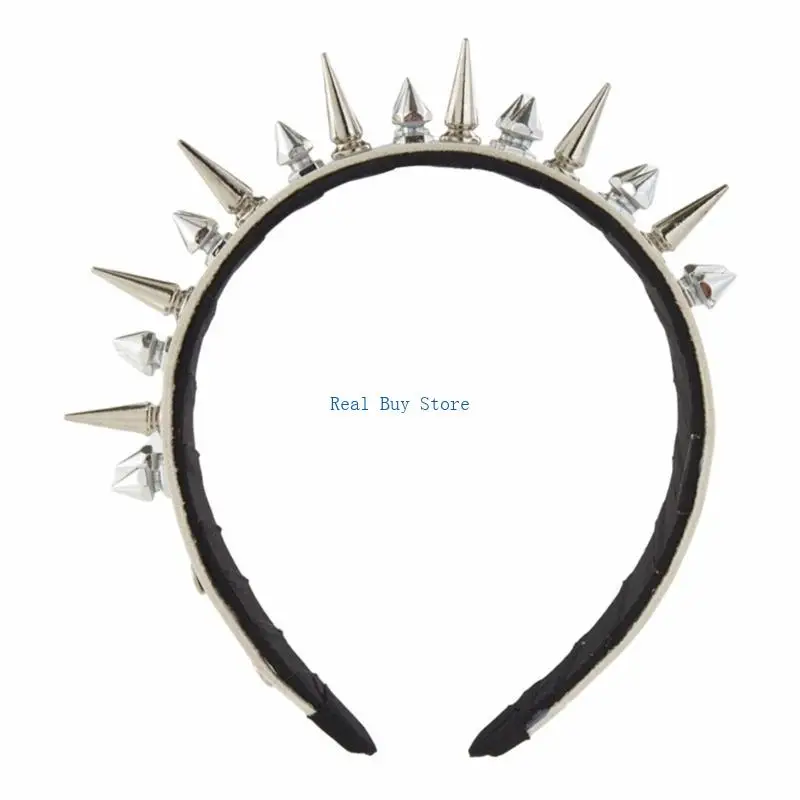 

U13D Spiked Headband Punk Headband Rock Headband For Men Steampunk Rivet Headband