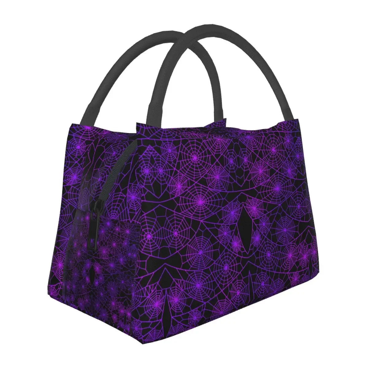 Halloween Lunch Bag For Child Purple Spider Web Lunch Box Leisure Picnic Cooler Bag Convenient Oxford Thermal Tote Handbags