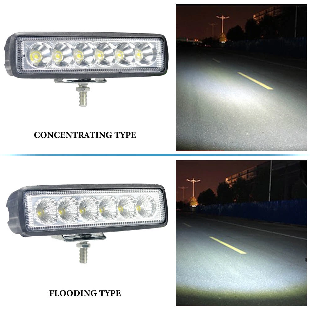 6Led 12v lens Spotlight for motorcycle Headlights LED strip light Driving lights Fog lights street lamp 6000k white Work lights