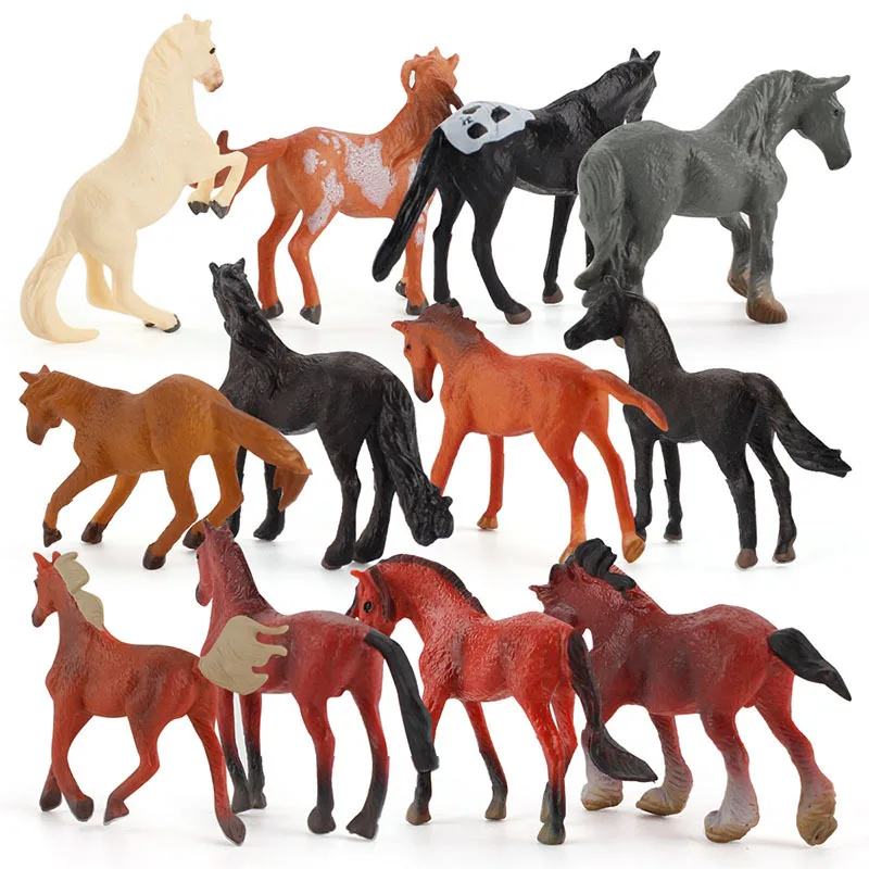 Simulation Animnal Horses Cognitive Education PVC Model Handicraft Teaching Tool Gardening Decoration Gift a0096