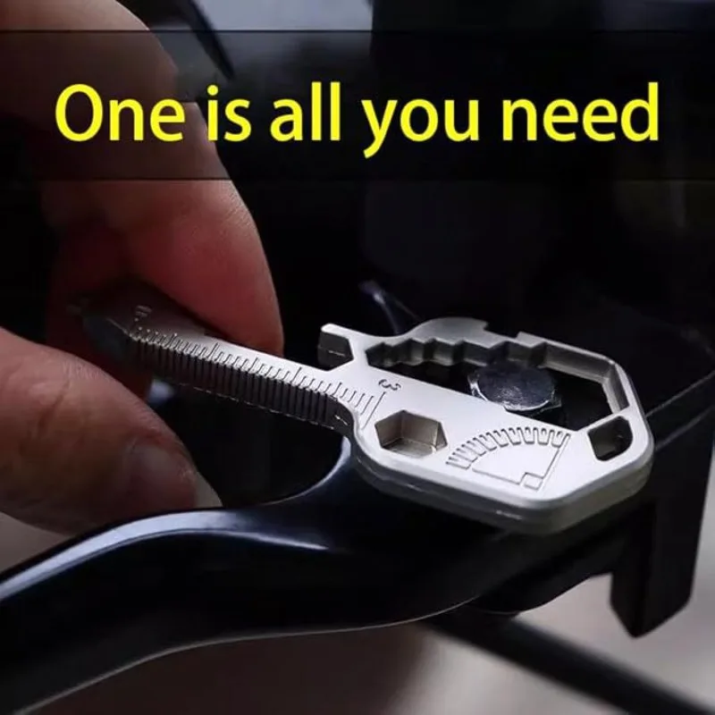 24-in-1 Key Shaped Multi-Tool Pocket Tool EDC Survival Tool with Hex Wrench Screwdriver and Ruler Portable Outdoor Camping Tools