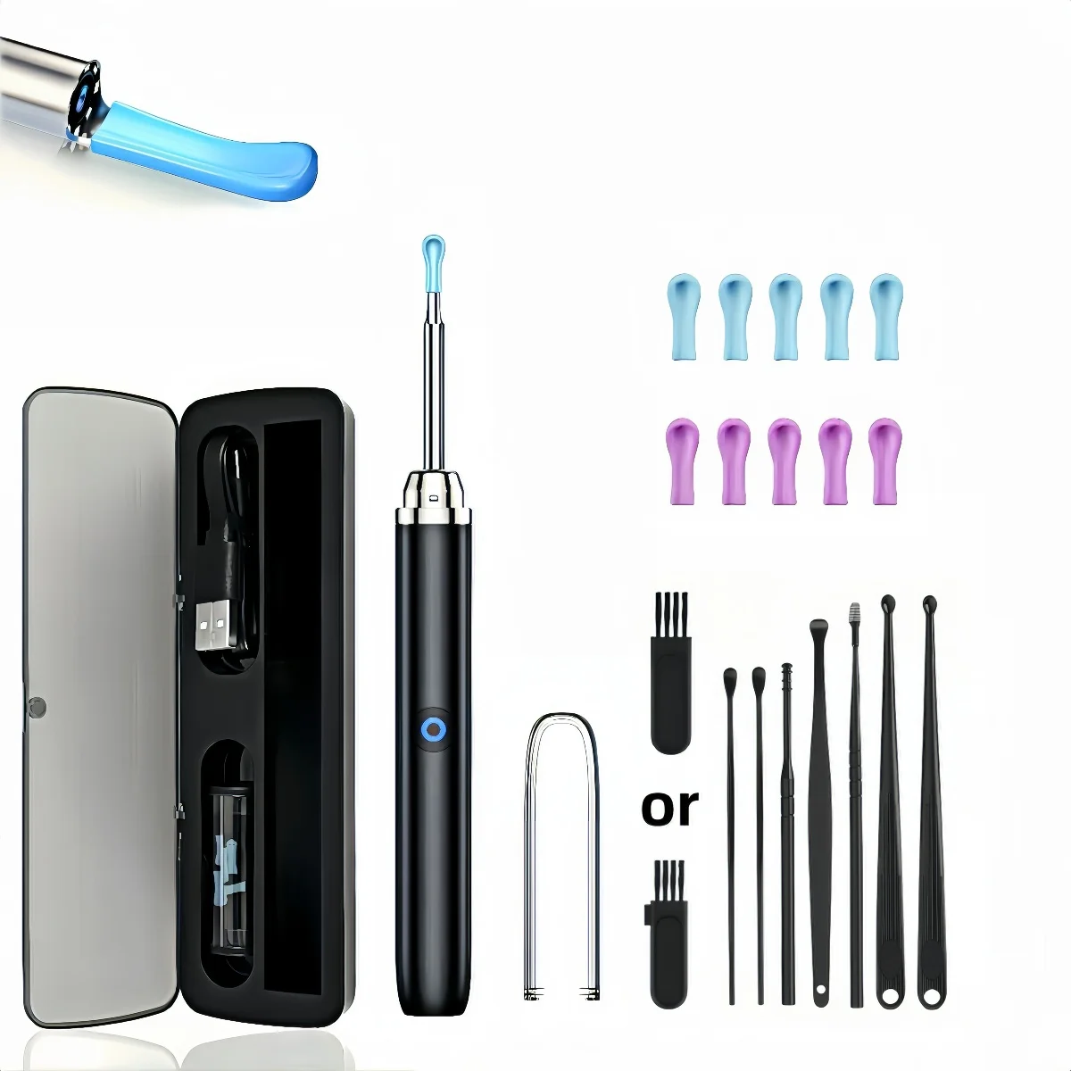 

Smart Earwax Cleaning Kit with Controller, Camera Attachment and 10 Spoons, Earwax Remover, Portable Phone Cleaner