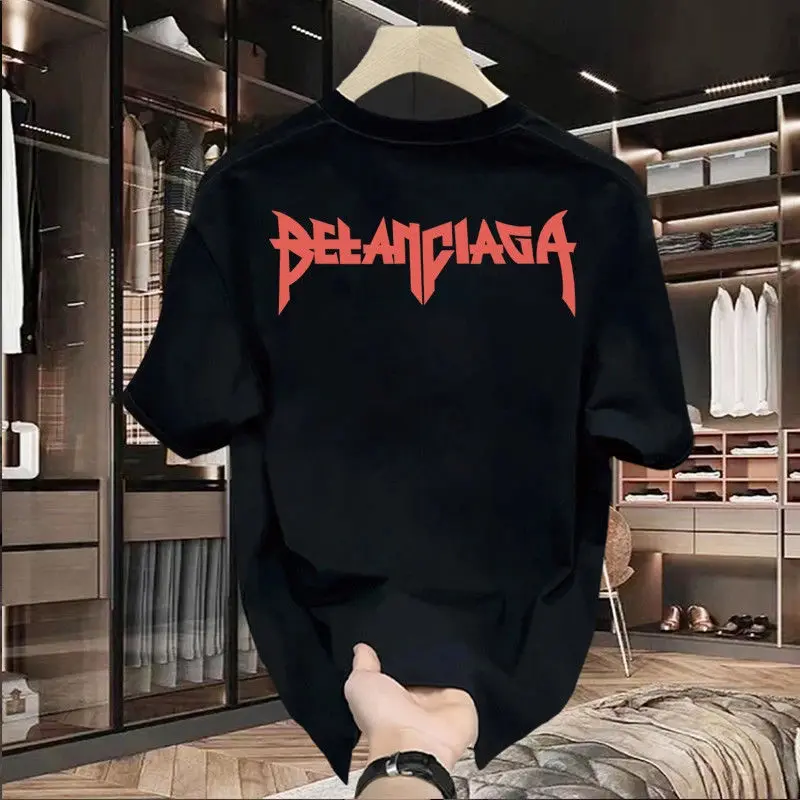 

New Light Luxury Short Sleeve Letter Spring/Summer Half Sleeve Printed Men's and Women's Cotton Loose Casual Top T-shirt