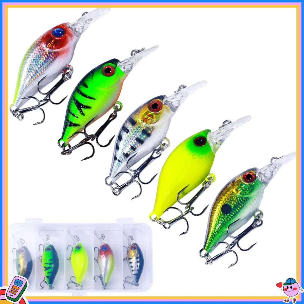 

5Pcs Crankbait Rock Fish Bass Fishing Lure Set 4.4g 5cm Artificial Baits Topwater Crank Wobblers for Pike Crankbaits Fishing