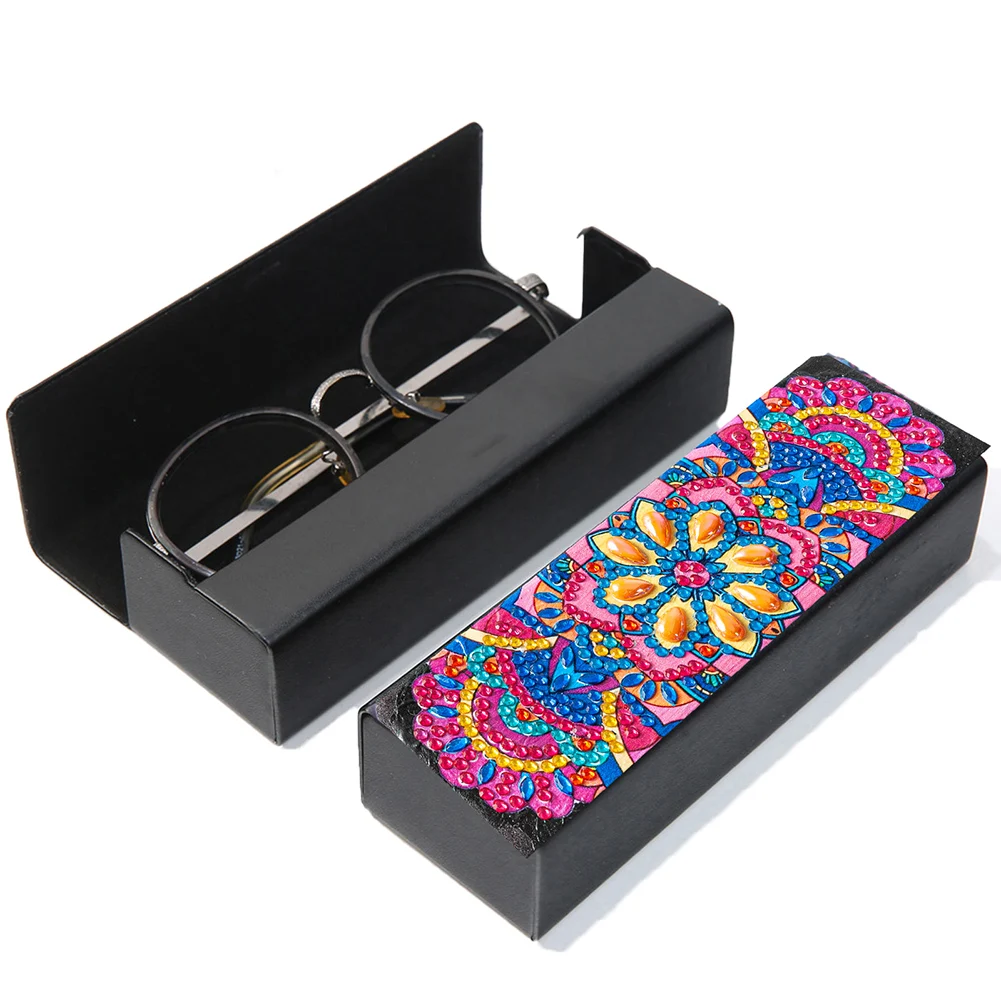 Custodia per occhiali da sole con pittura diamante fai-da-te custodia per occhiali da sole Mandala Flowers scatola portaoggetti per occhiali da sole