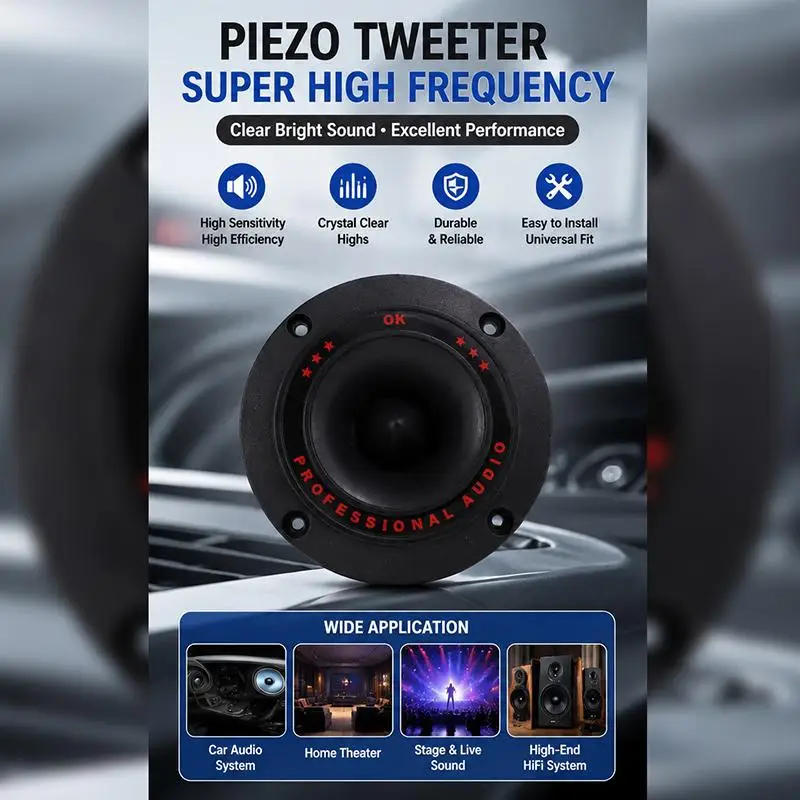 1PCS 3 Inch Piezoelectric Treble Tweeter Easy Install Audio Speaker for Home Subwoofer Stage Sound Modification