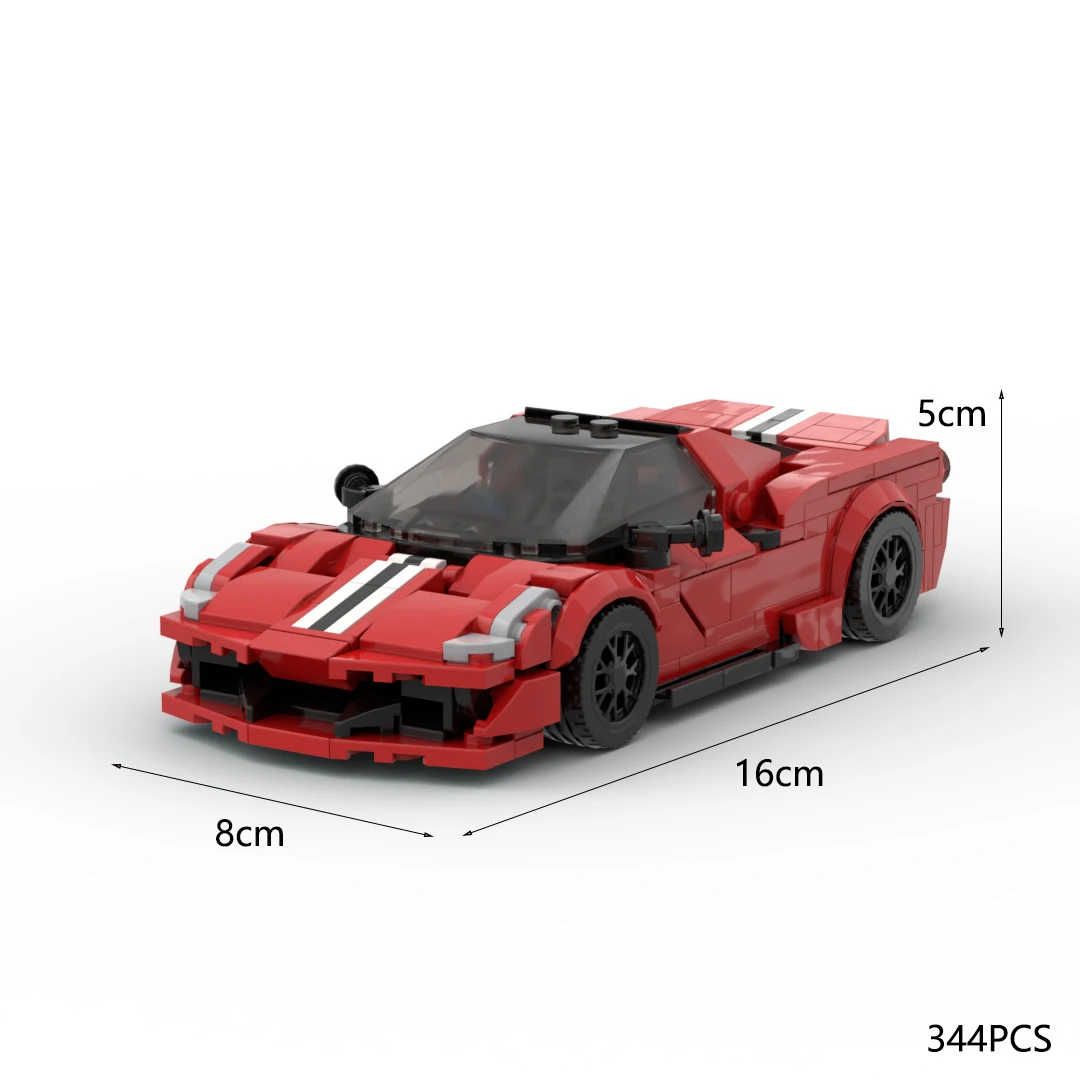 344 stks MOC Snelheid Racewagen Bouwstenen Technische Rode 488 Supercar Model Bricks Constructie Speelgoed voor Kinderen Volwassenen Geschenken