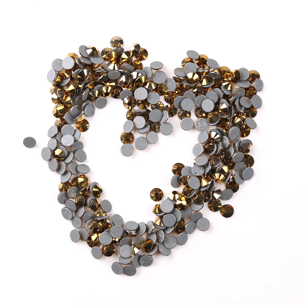 SS3 Golden Hematite Color High Quality Hot Fix Rhinestone Crystal Stones Flatback Rhinestoens For Clothes Bag Shoes Decoration