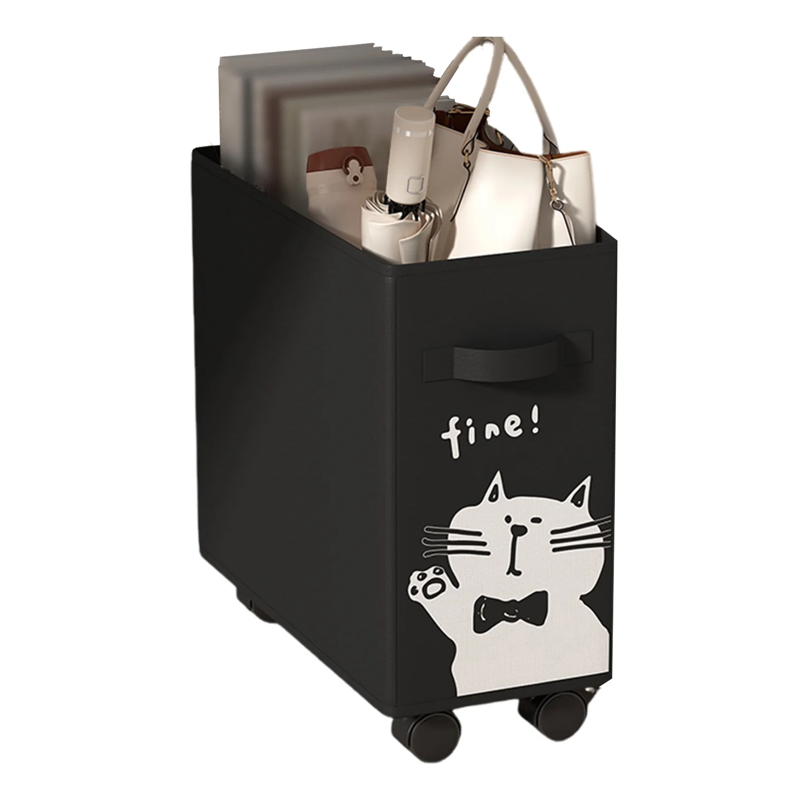 Office Storage Utility Cart Rolling Under Desk Organizer Basket Foldable Oxford Cloth Space Saving for Dorm Apartment Home