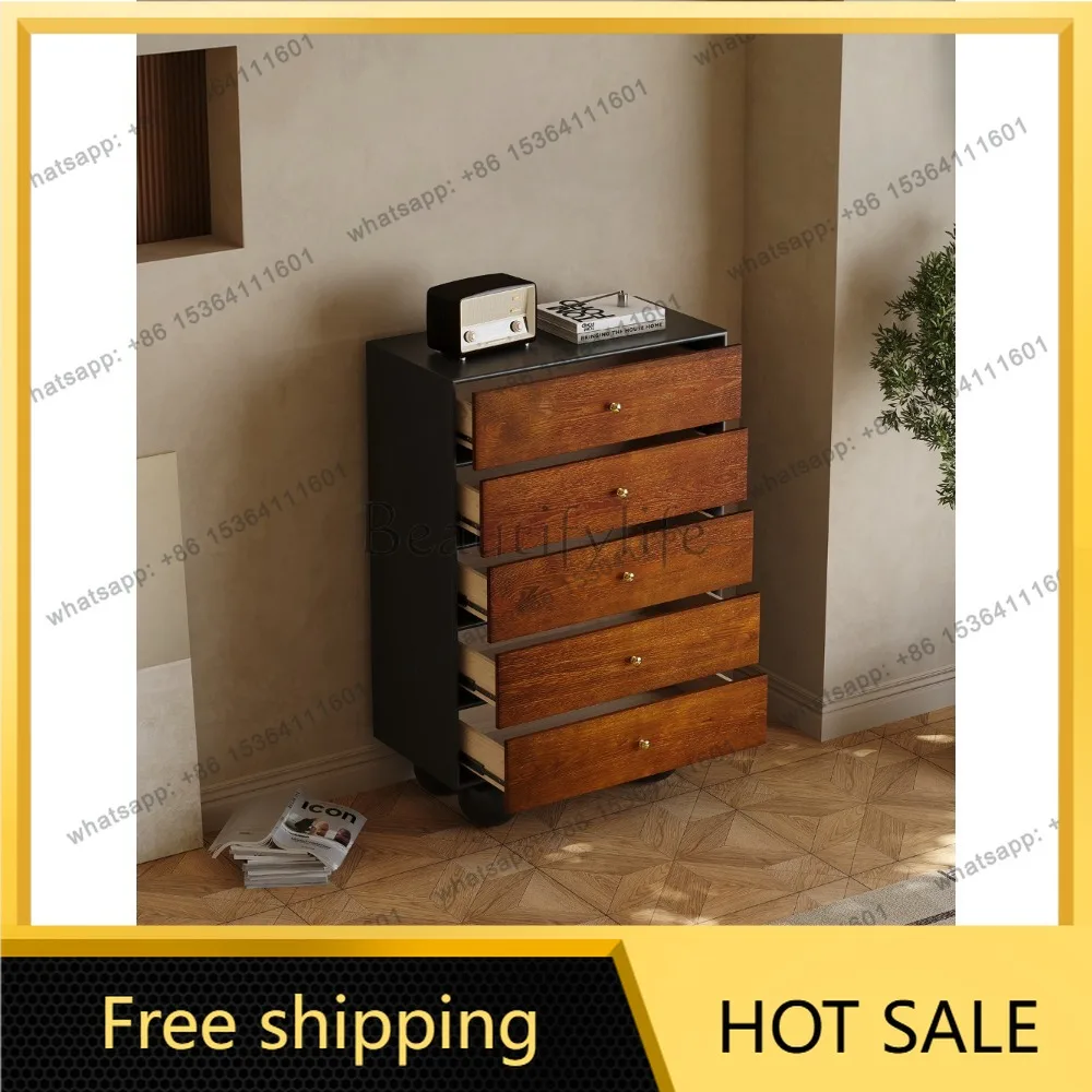 LD vintage style solid wood five-drawer cabinet living room bedroom vintage storage bedside storage cabinet