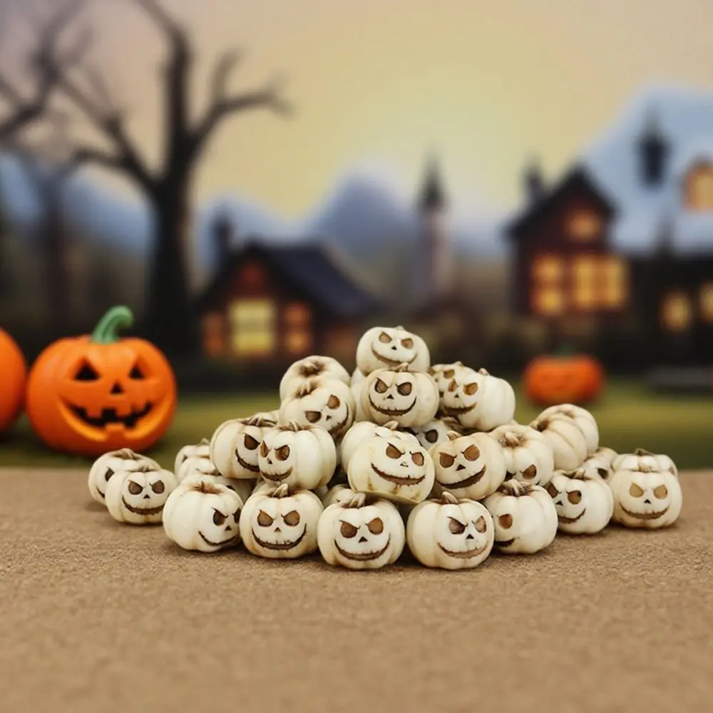 20PCS Resin Miniature Halloween Pumpkins Bonsai Ornament White Orange Green Mini Pumpkin Ornament Fairy Garden Micro Landscape
