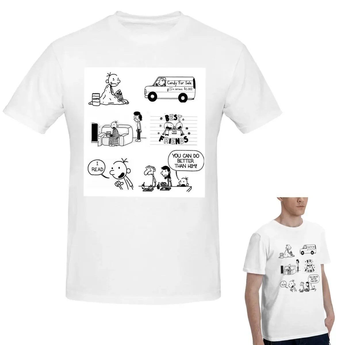 100% Cotton Wimpy Kid T-Shirt Men's Classic Oversized T Shirt Men O-Neck Summer Shirts Tops S-6XL