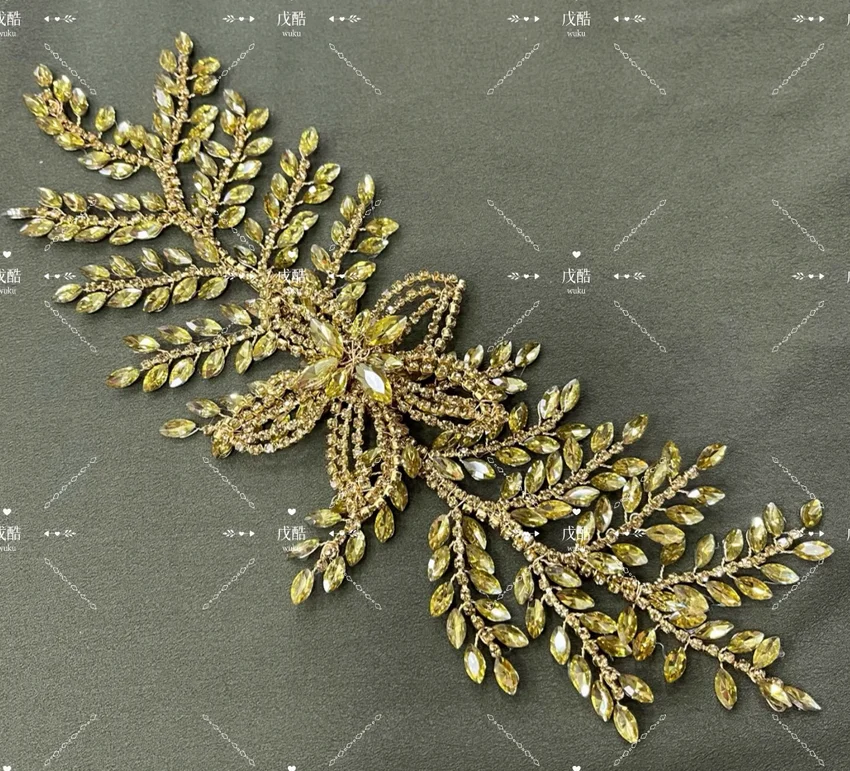 أوراق الصنوبر أوراق طويلة مصنوعة يدويًا فستان زفاف موري شخصي زي الرقص إكسسوارات المسرح أغطية الرأس إكسسوارات الشعر