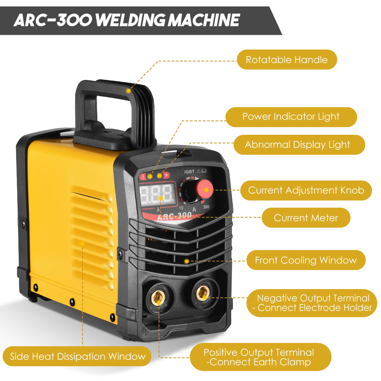 300A MMA ARC Welder 110V 220V AC and DC Electric Intelligent IGBT Inverter Welding Machine Welding 1.6-3.2mm Electrodes,Metal