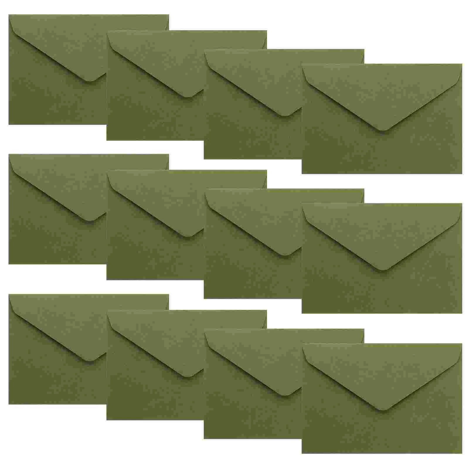 Envelope retrô grosso de triângulo de estilo ocidental, cartão postal de casamento, saudação, branco (grama verde quieta), 120g, 40 pcs