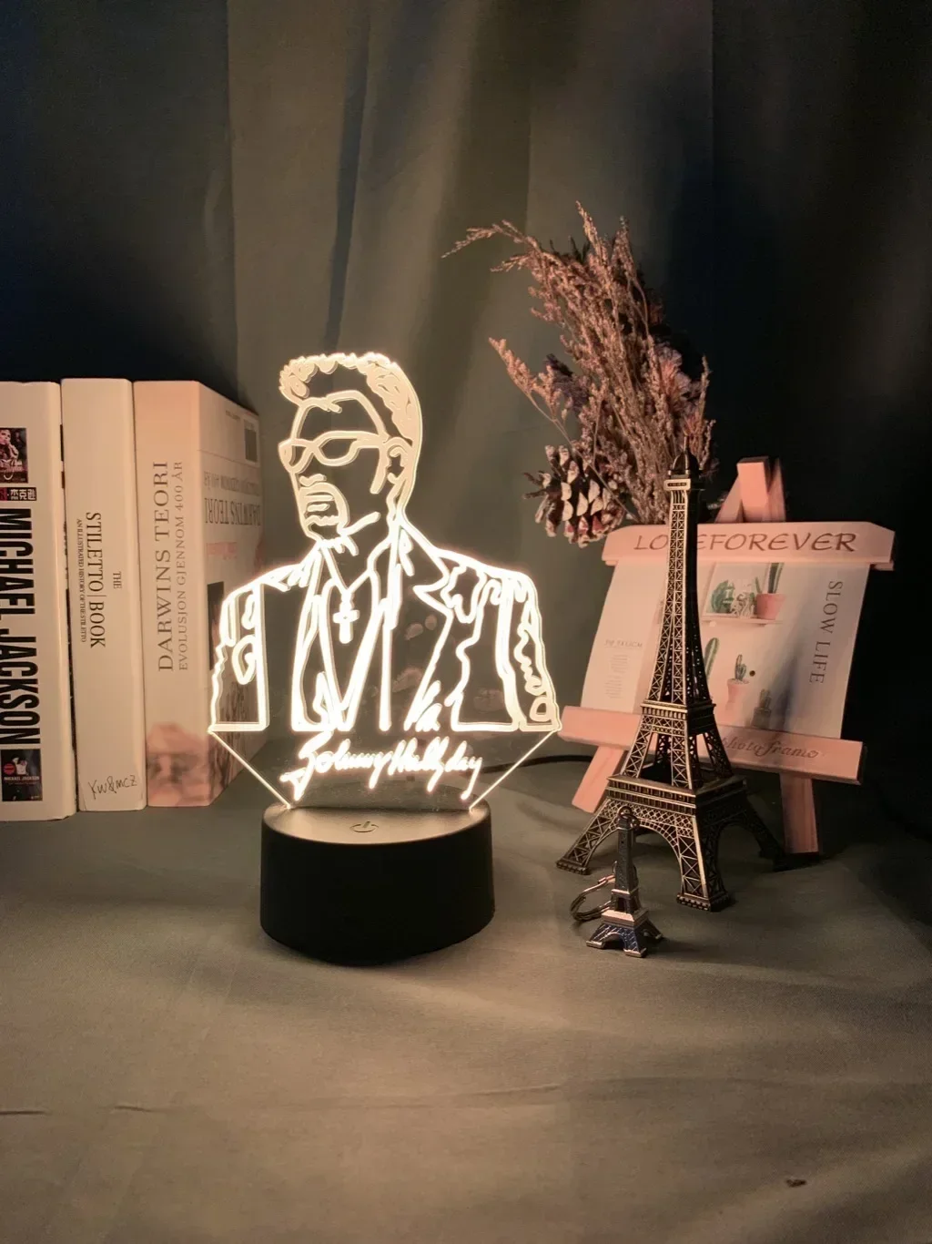 French Celebrity Johnny Hallyday Signature Fans Gift Home Decoration Color Changing Nightlight Bedroom Desk Lamp Led Night Ligh