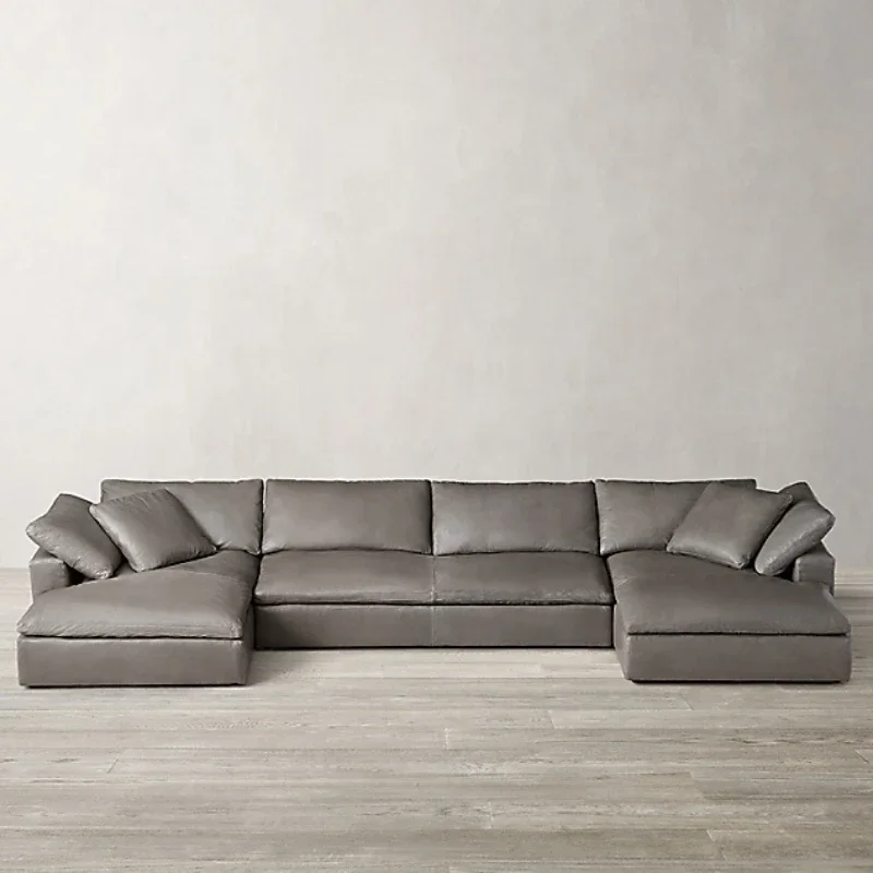 Đồ Nội Thất Gia Đình Phong Cách Chesterfield Da U-Chaise Mặt Cắt Ghế Sofa Phòng Khách