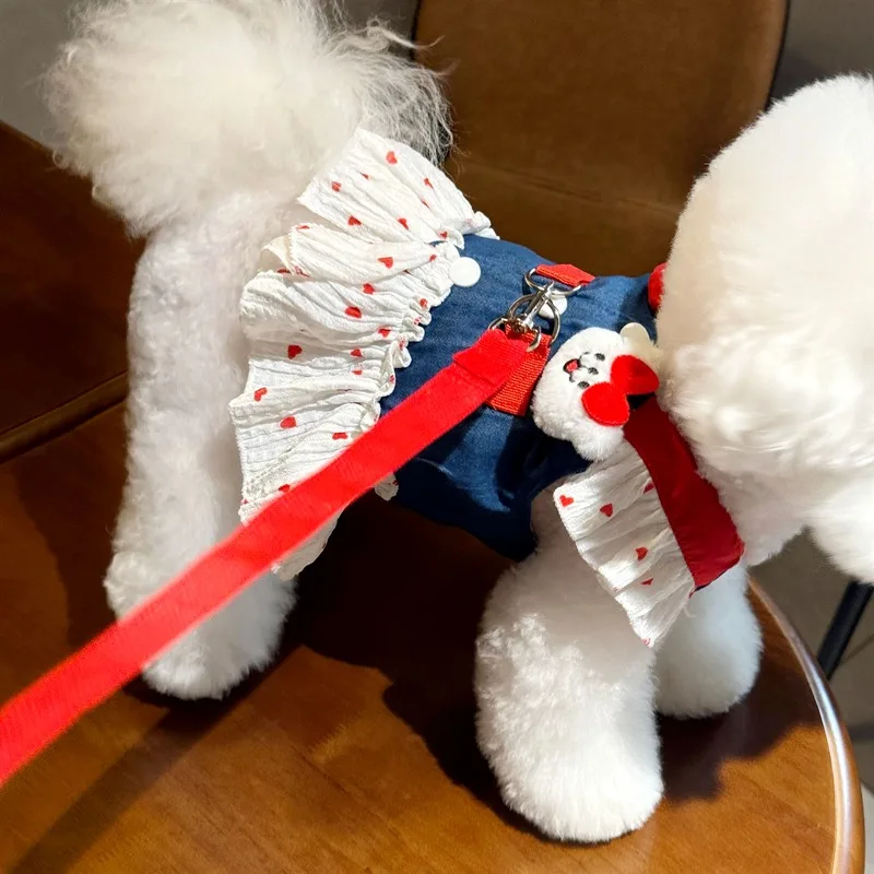 

Pet Cowboy Dress Summer Breathable Dog Clothes Small and Medium Dogs Cute Sling Teddy Cartoon Snowman Vests