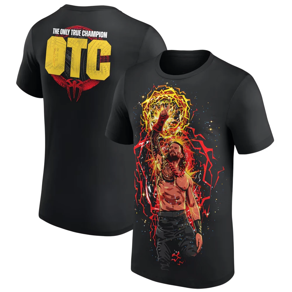 Camiseta Deportiva de Manga Corta para Hombre, Diseño de Dibujos Animados de Roman Reigns, Impresión 3D, Secado Rápido, Talla 5XL, Color Negro, 2026