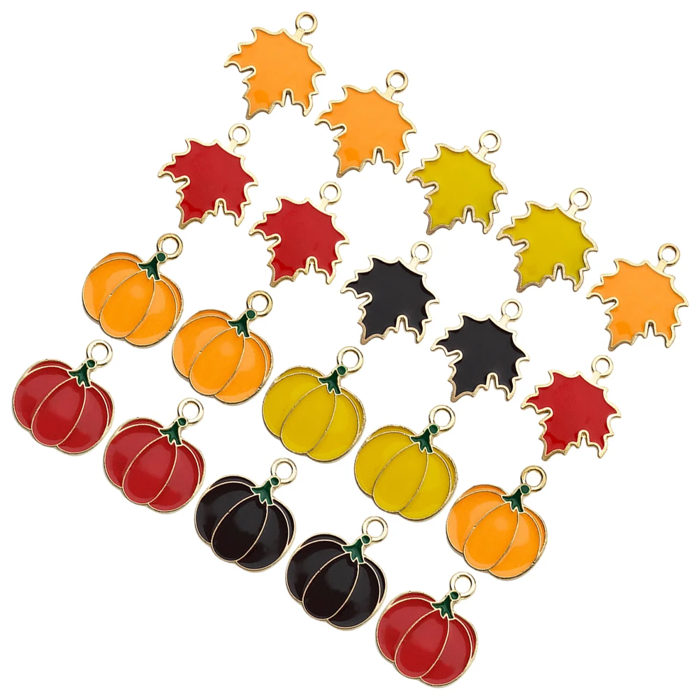 

40Pcs Metal Pumpkin Maple Leaf Charms Unique Design Suitable Earrings Necklace Bracelet Halloween Thanksgiving