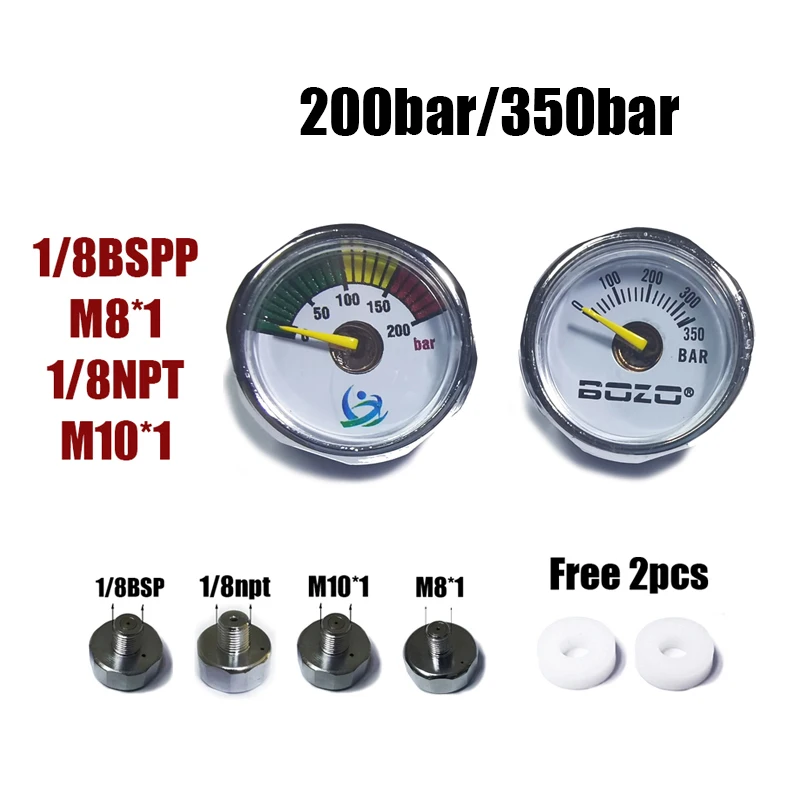 Mini 200bar 350bar Manometer Messgerät 1 Zoll 1/8NPT, 1/8BSPP, M10*1, M8*1 Hochdruck-Handpumpe Tauchen Bergsteigen – Detail 3