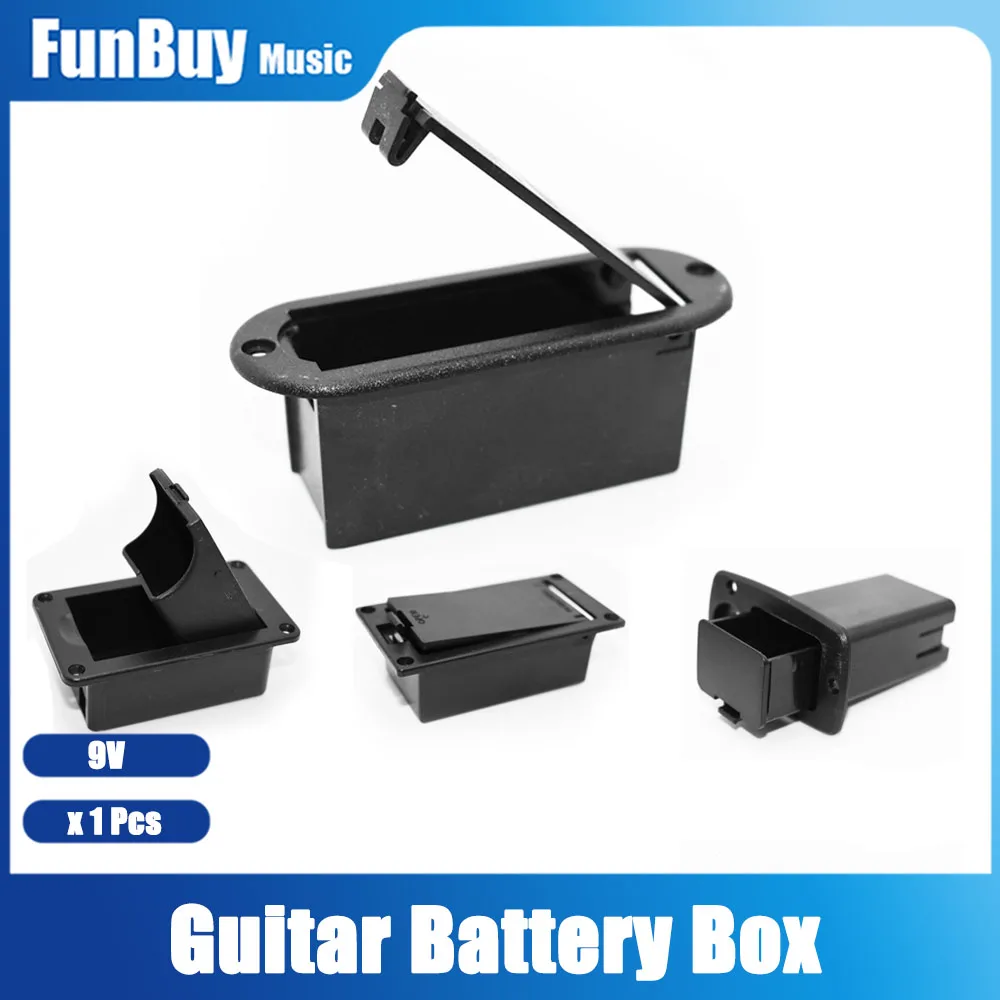 Guitar Parts 9V Battery Case Holder Cover Box for Acoustic Guitar Bass Pickup Black of 1pcs