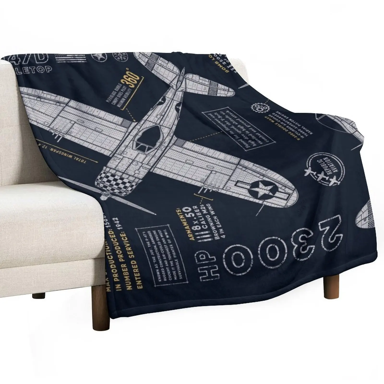 

P-47 Thunderbolt Throw Blanket Plaid on the sofa anime Stuffeds Blankets For Baby Blankets