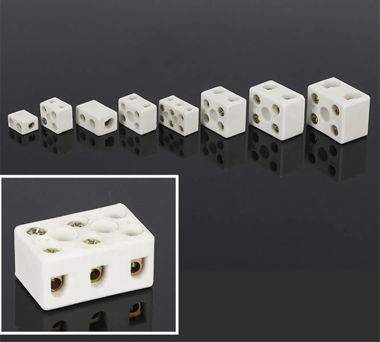 5Pcs 1W2H 2W5H 2/5/8 Bore Insulation Connector Porcelain Ceramic Terminal Block