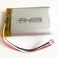3.7V 2000mAh LiPo Rechargeable Battery 103450 + JST ZH 1.5mm 3Pin Plug For Camera GPS Speaker Laptop Heating gloves Bluetooth